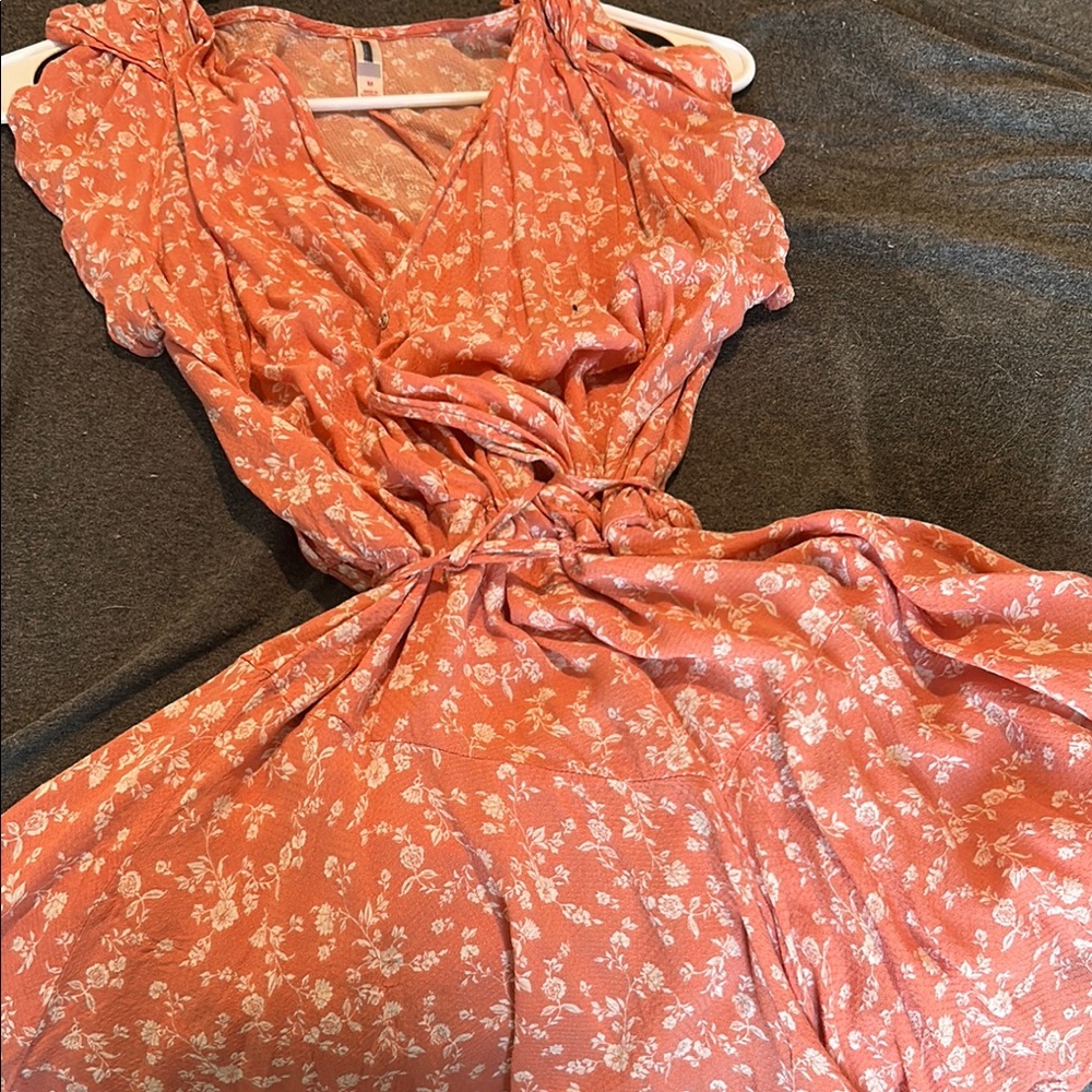 Floral Orange Wrap Dress